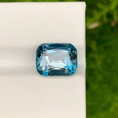 6.35 Carat Natural Loose London Blue Color Topaz Cushion Cut African Gemstone