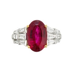 6.35 Carat Oval Rubelite Tourmaline Diamond Gold Cocktail Engagement Ring