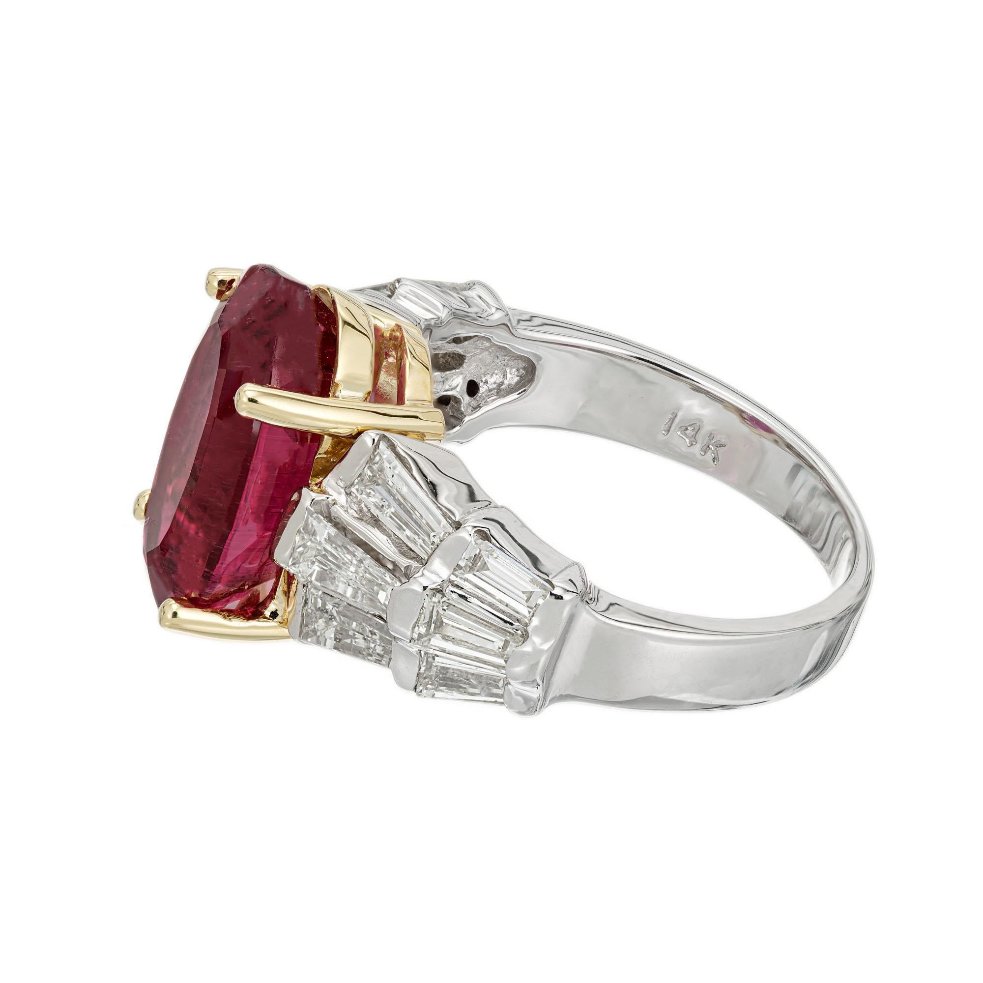 Women's 6.35 Carat Oval Rubelite Tourmaline Diamond Gold Cocktail Engagement Ring For Sale