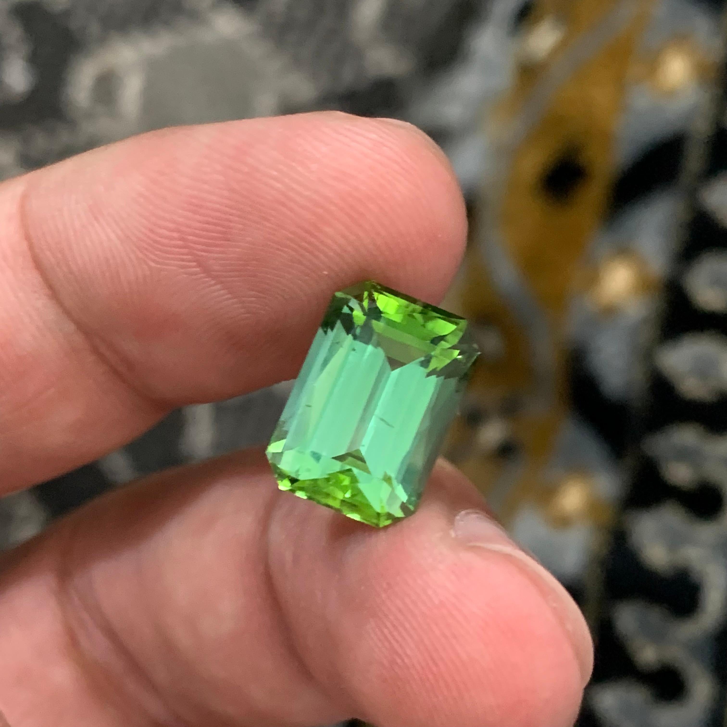 6.35 Carats Loose Lagoonish Green Tourmaline Gemstone (Tourmaline verte lagunaire en vrac) en vente 4