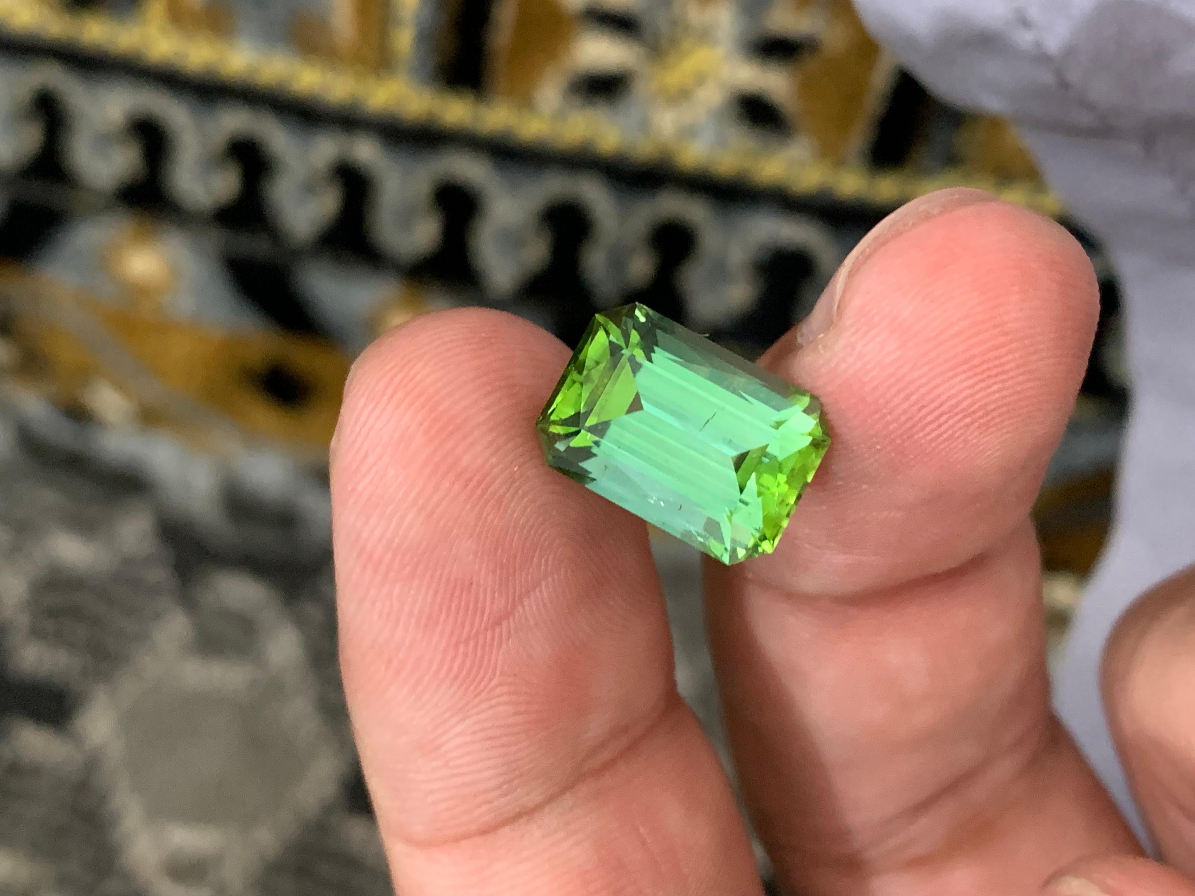 6.35 Carats Loose Lagoonish Green Tourmaline Gemstone (Tourmaline verte lagunaire en vrac) en vente 5