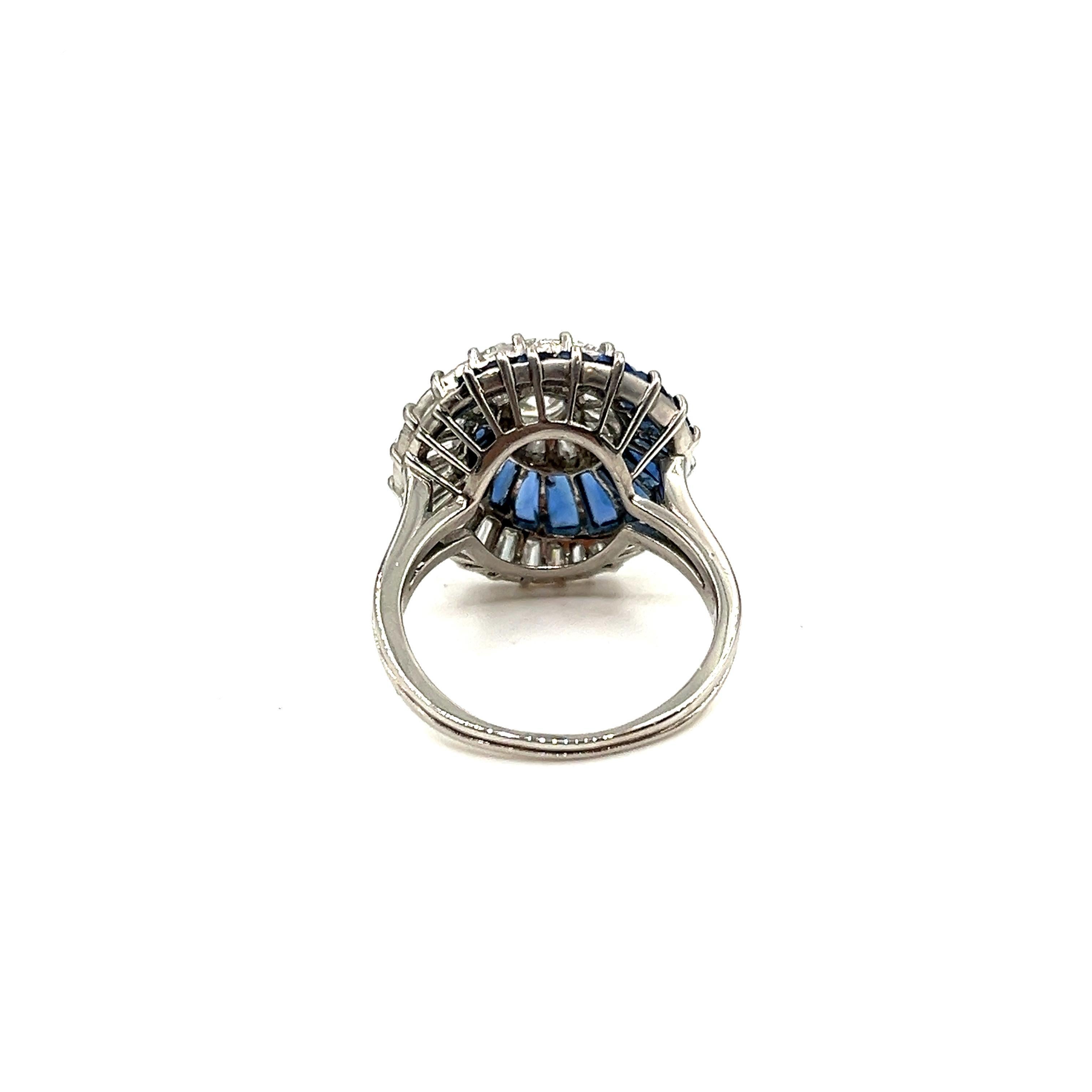 5.23 ct Certified Oscar Heyman Diamond & Sapphire Swirl Ring In Excellent Condition In Chicago, IL