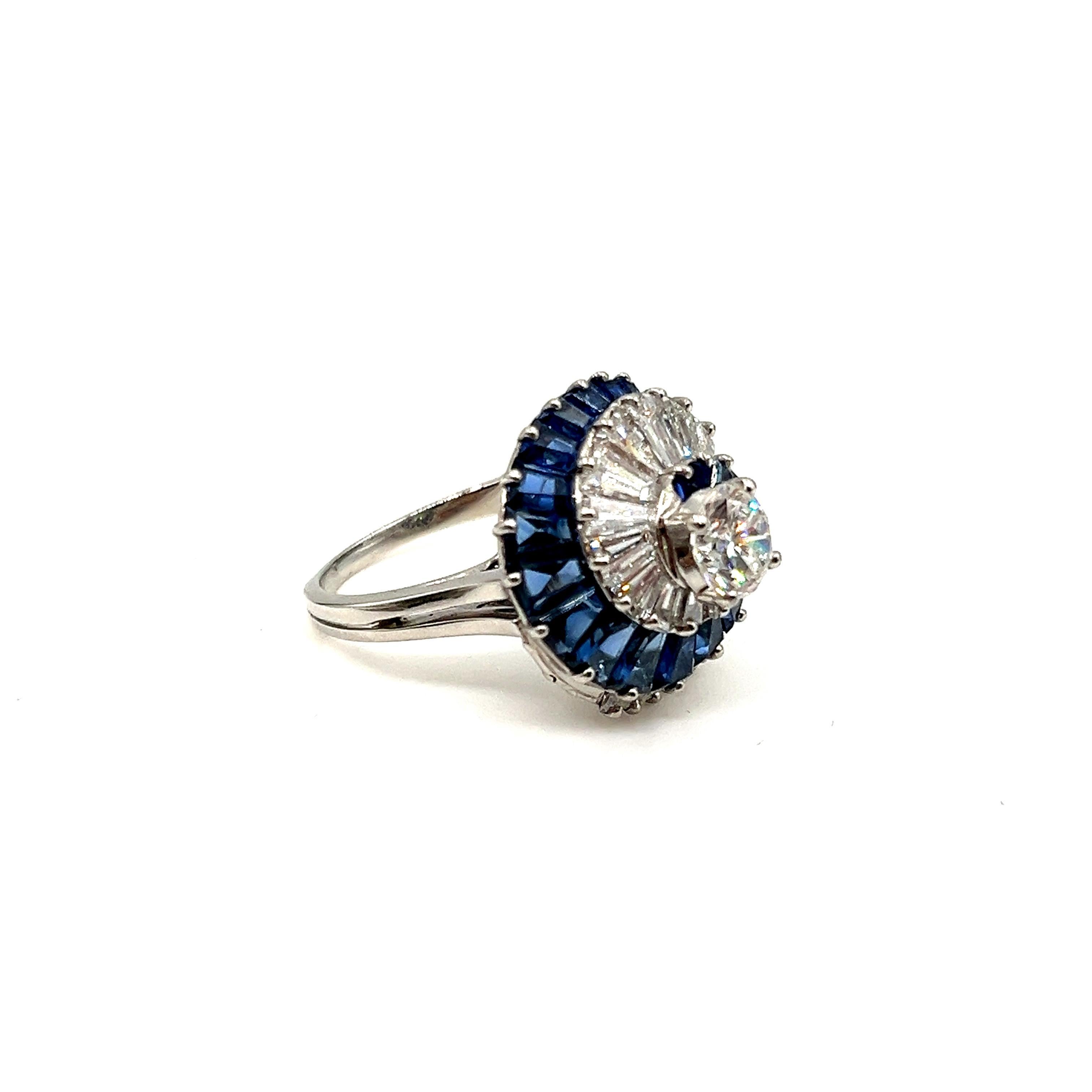 5.23 ct Certified Oscar Heyman Diamond & Sapphire Swirl Ring 1