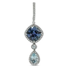 6.35 cts CS's Tanzanite and Aquamarine Diamond Drop Earrings