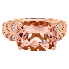 6.35ct Morganite Ring with 0.25tct Diamonds Set in 14k Rose Gold