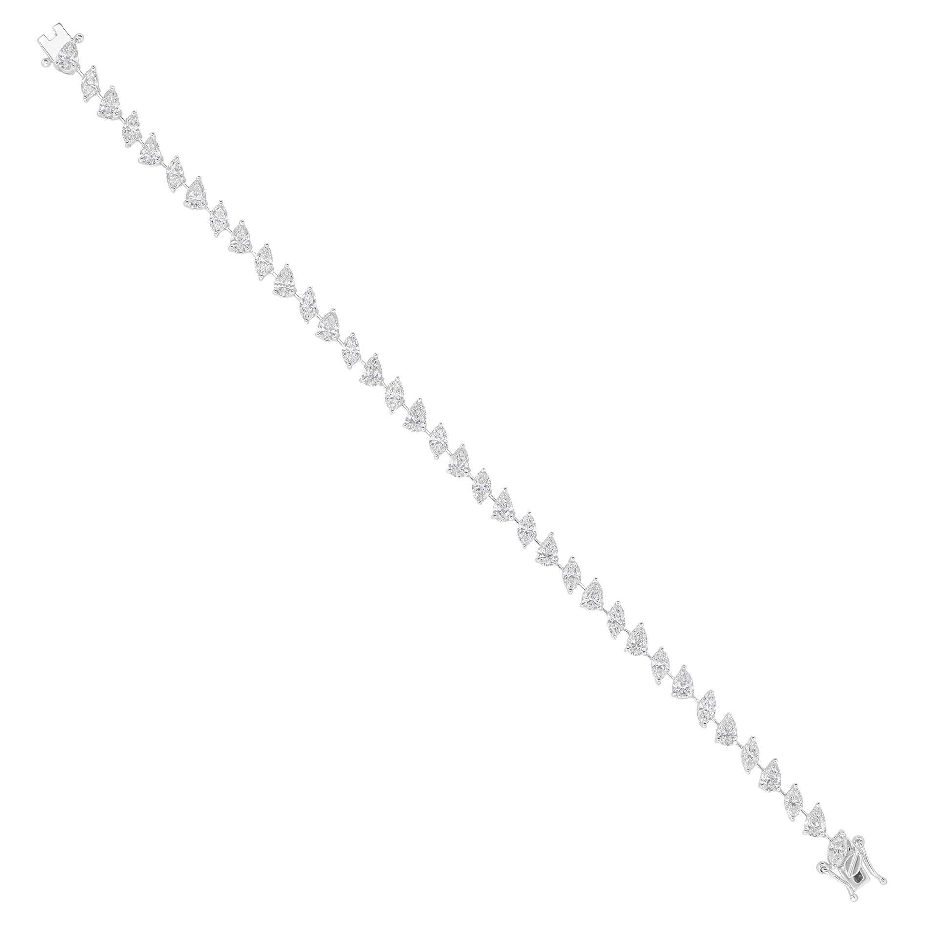 Pulsera de tenis de diamantes talla pera de 6,35 qt Joyas de oro macizo de 18 quilates en venta