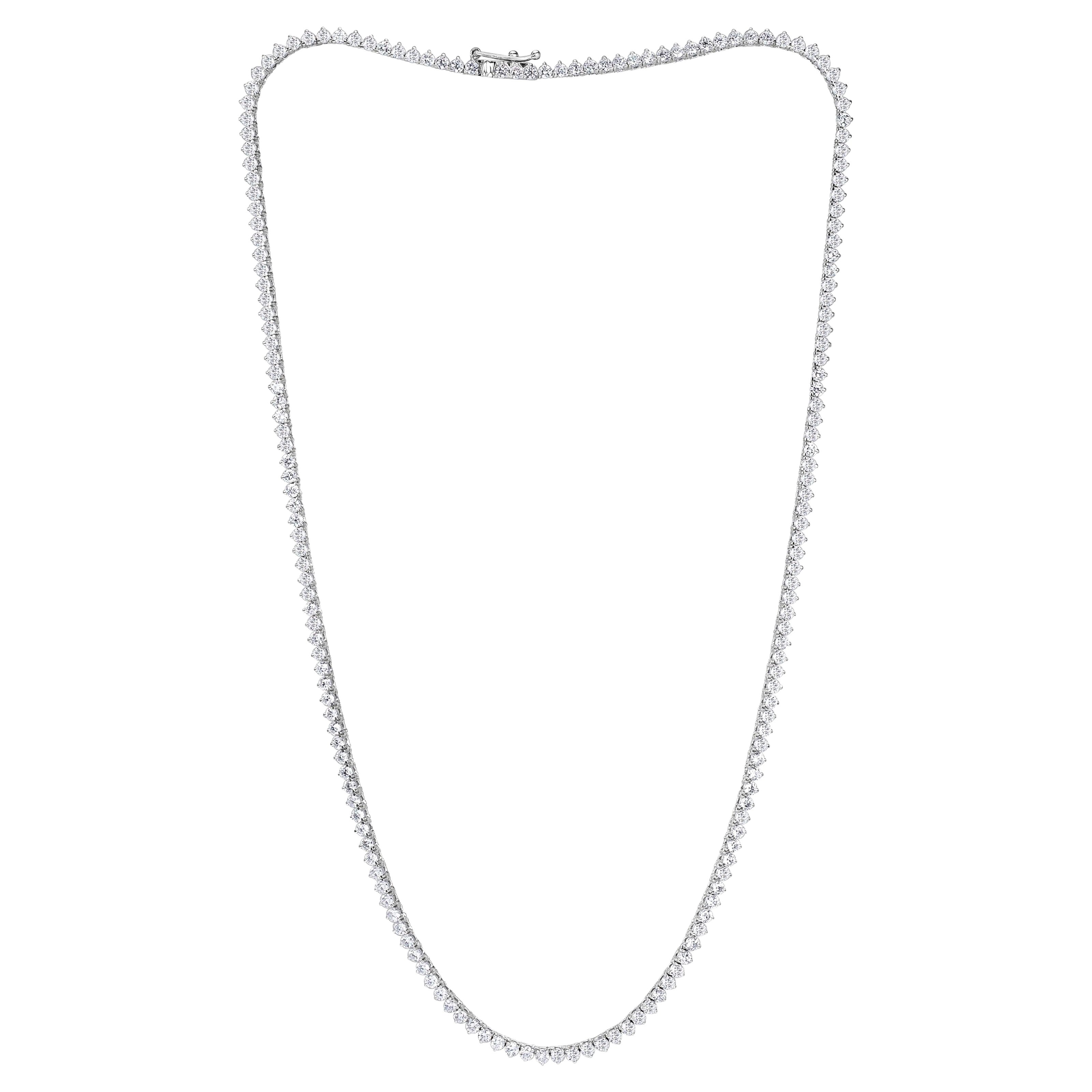 6.35ct Round Brilliant Cut Diamond Tennis Necklace in 18k White Gold
