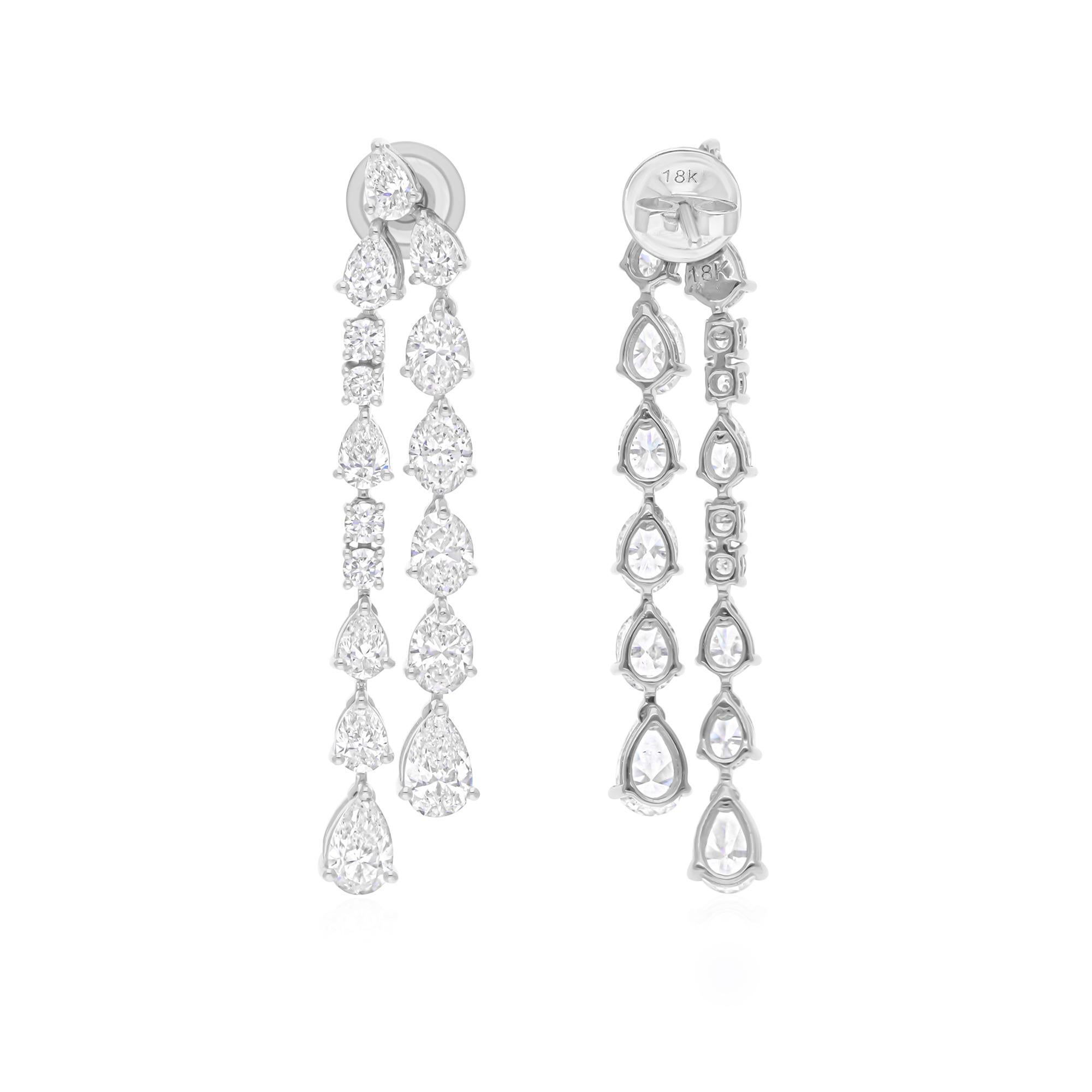 Orecchini a goccia con doppio diamante 6.35Ct SI/H in oro bianco 14k Regalo di Fidanzamento In condizioni Nuovo in vendita a Diera, Dubai