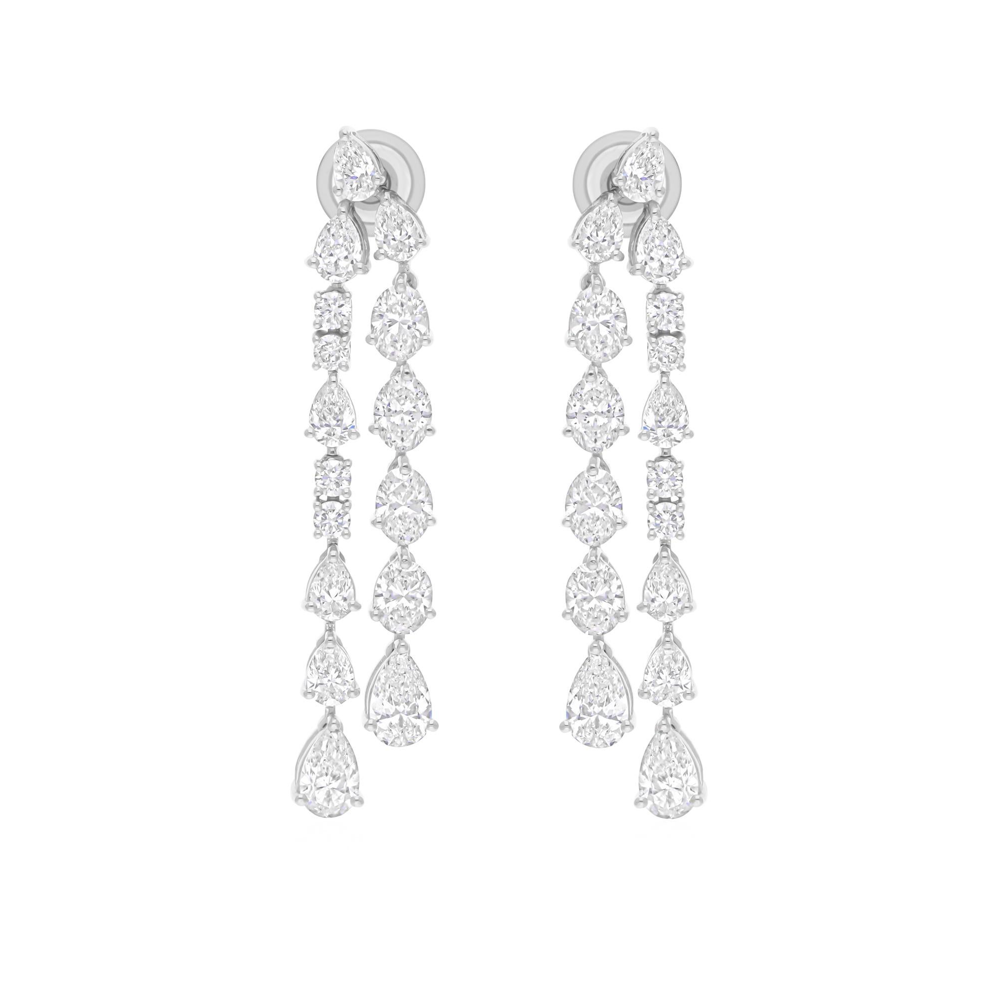 Pendientes colgantes de doble diamante SI/H de 6,35 qt Regalo de compromiso en oro blanco de 18 quilates Corte mixto en venta