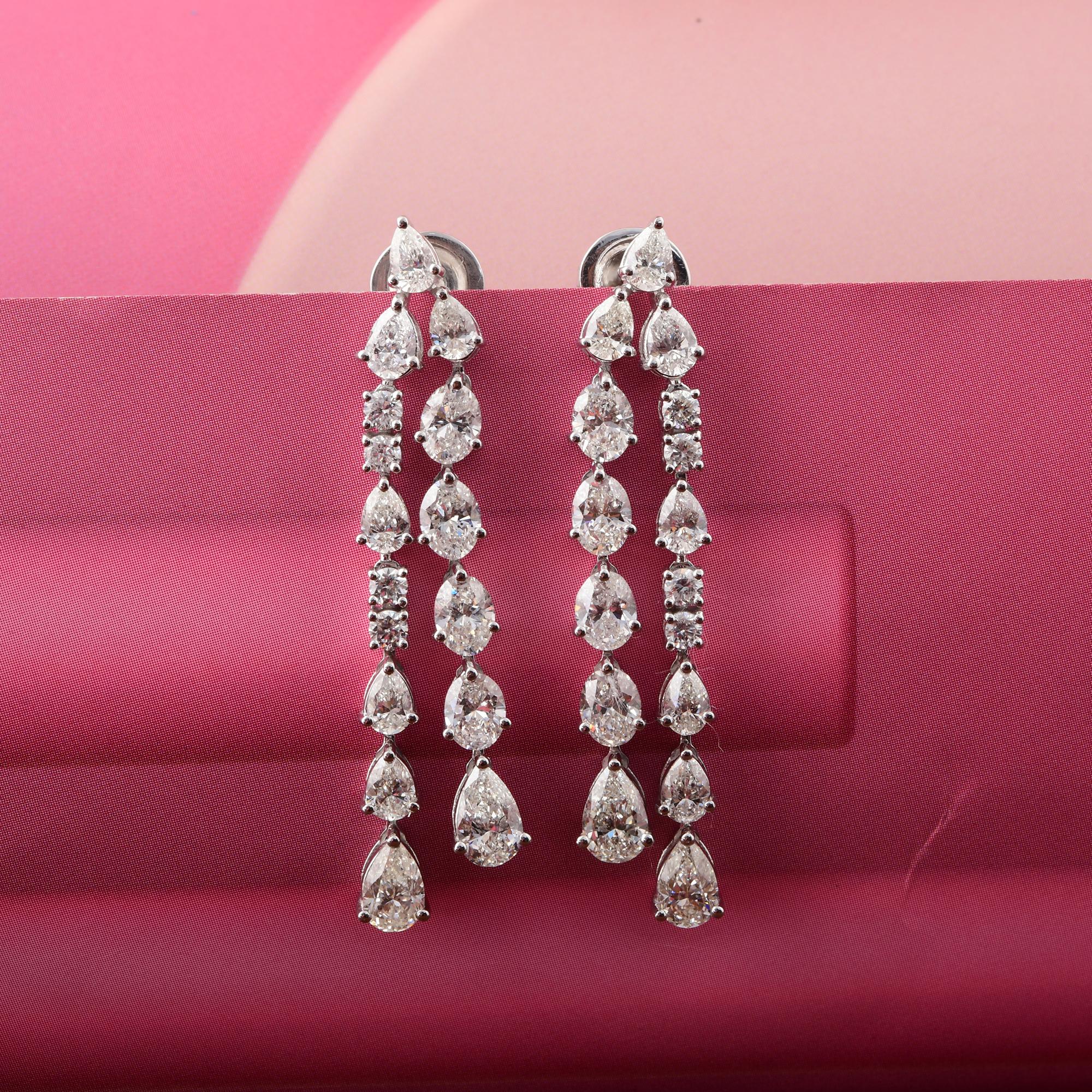 De las mujeres Pendientes colgantes de doble diamante SI/H de 6,35 qt Regalo de compromiso en oro blanco de 18 quilates en venta