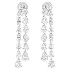 6.35Ct SI/H Diamond Double Dangle Drop Earrings 18k White Gold Engagement Gift