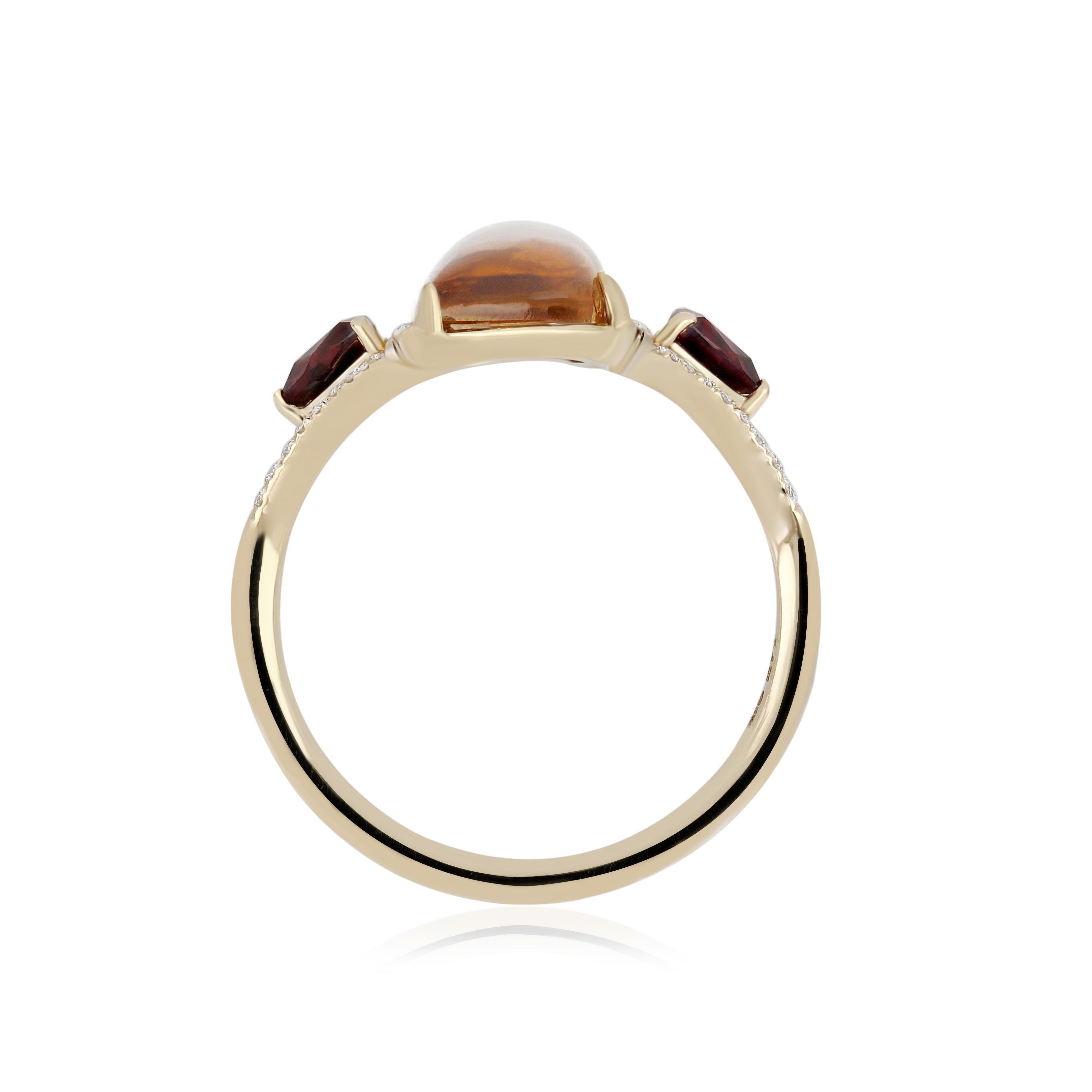 En vente :  Bague en or jaune 14k avec citrine, grenat et diamant de 6,35 carats Bague Handcraft 5