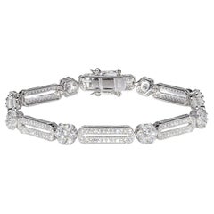 6.36 Carat Cubic Zirconia Art Deco Sterling Silver Fancy Flower Tennis Bracelet