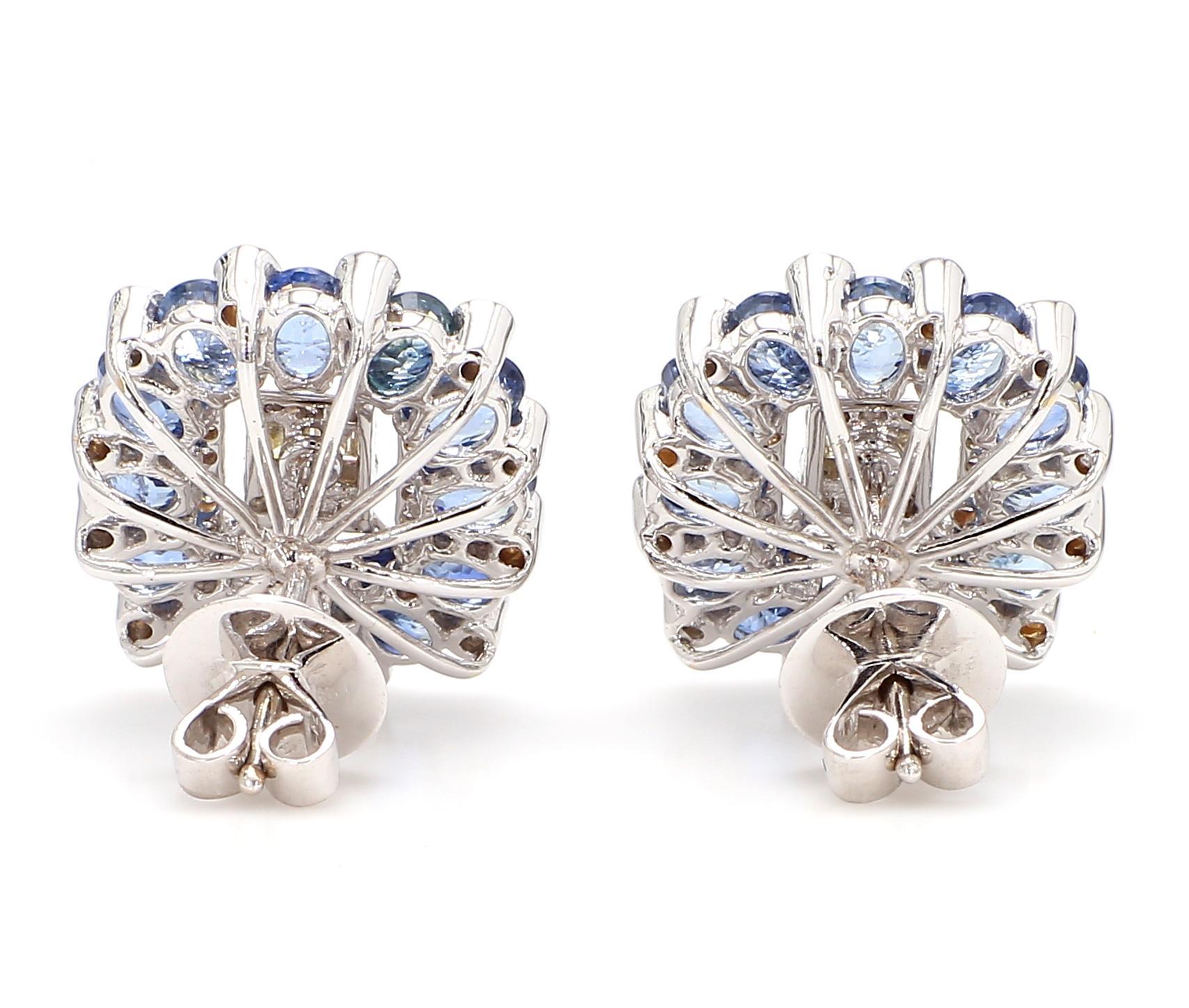 Taille ronde Clous en or 18 carats avec saphir bleu de 6,36 carats et diamants de 1,08 carat en vente