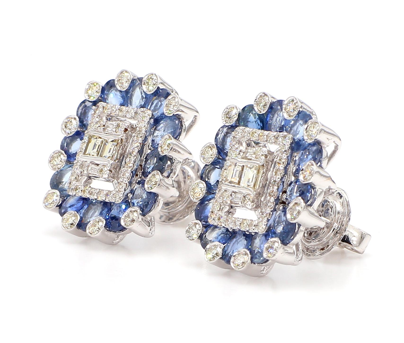 Clous en or 18 carats avec saphir bleu de 6,36 carats et diamants de 1,08 carat en vente 2