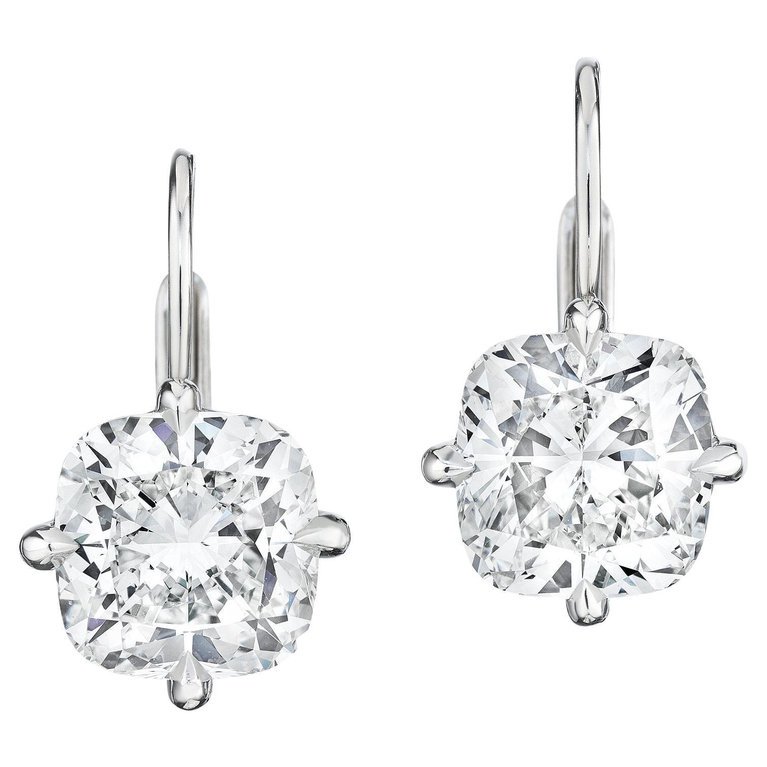 6.04 Carat Ceylon Sapphire Diamond Platinum Drop Earrings at 1stDibs