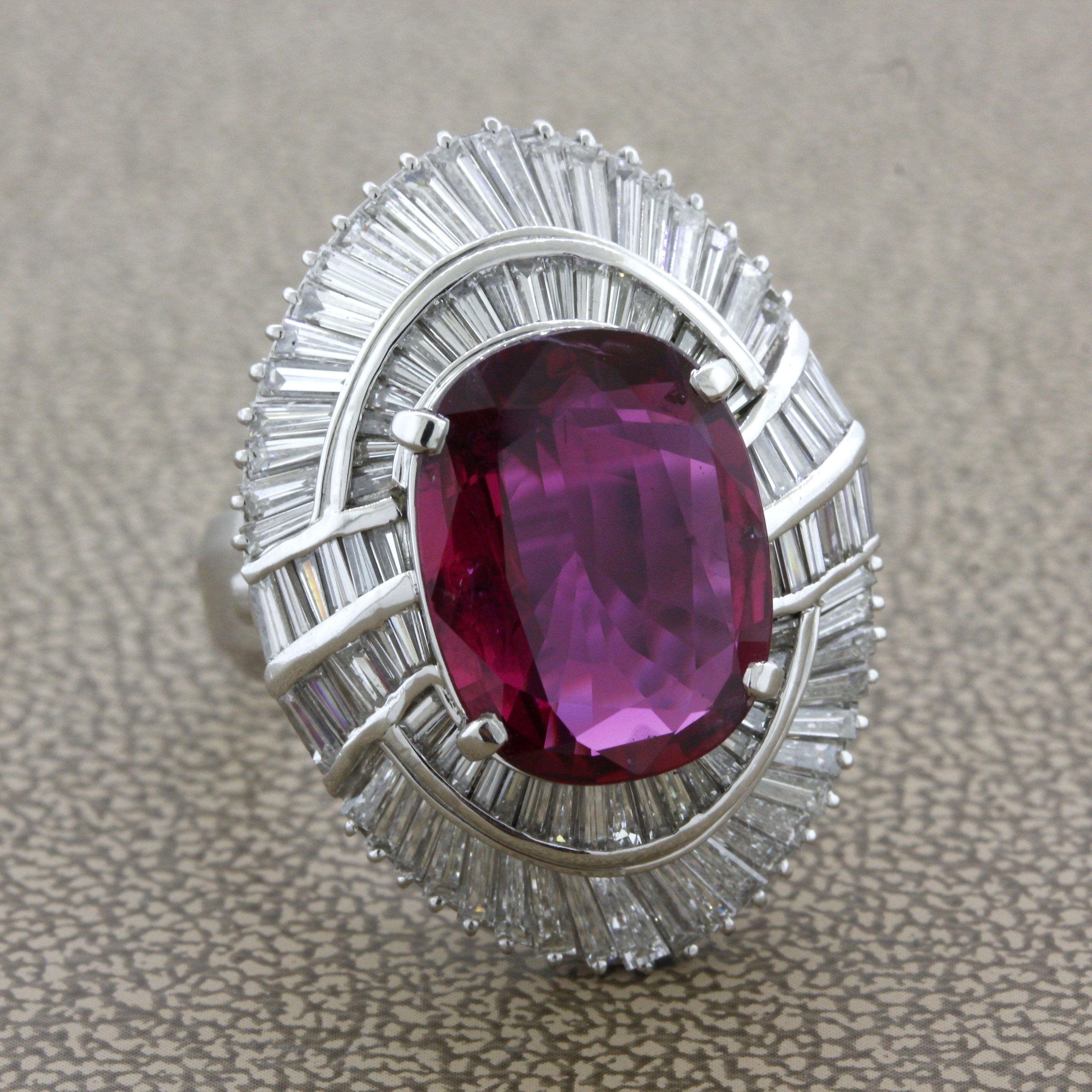 6.36 Carat Fine Ruby Diamond Platinum Cocktail Ring, AGL Certified In New Condition For Sale In Beverly Hills, CA
