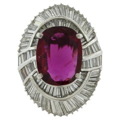 6.36 Carat Fine Ruby Diamond Platinum Cocktail Ring, AGL Certified