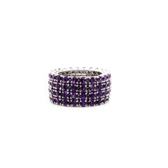6.36 Carat Round-Cut Natural Amethysts and White Gold Eternity Ring Band