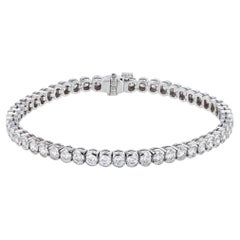 6.36 Carat Semi-Bezel Set Diamond White Gold Tennis Bracelet