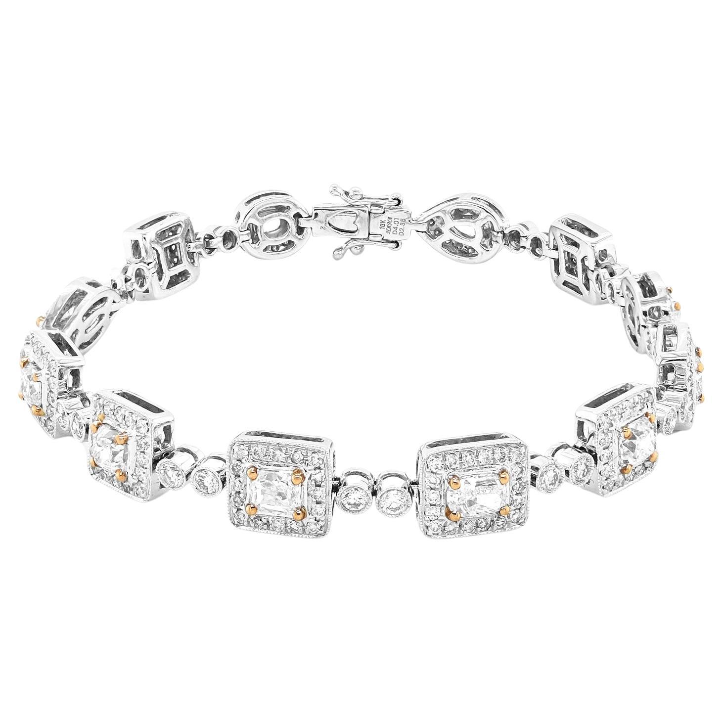 6.36 Carats Whiter Diamond White Gold Bracelet For Sale
