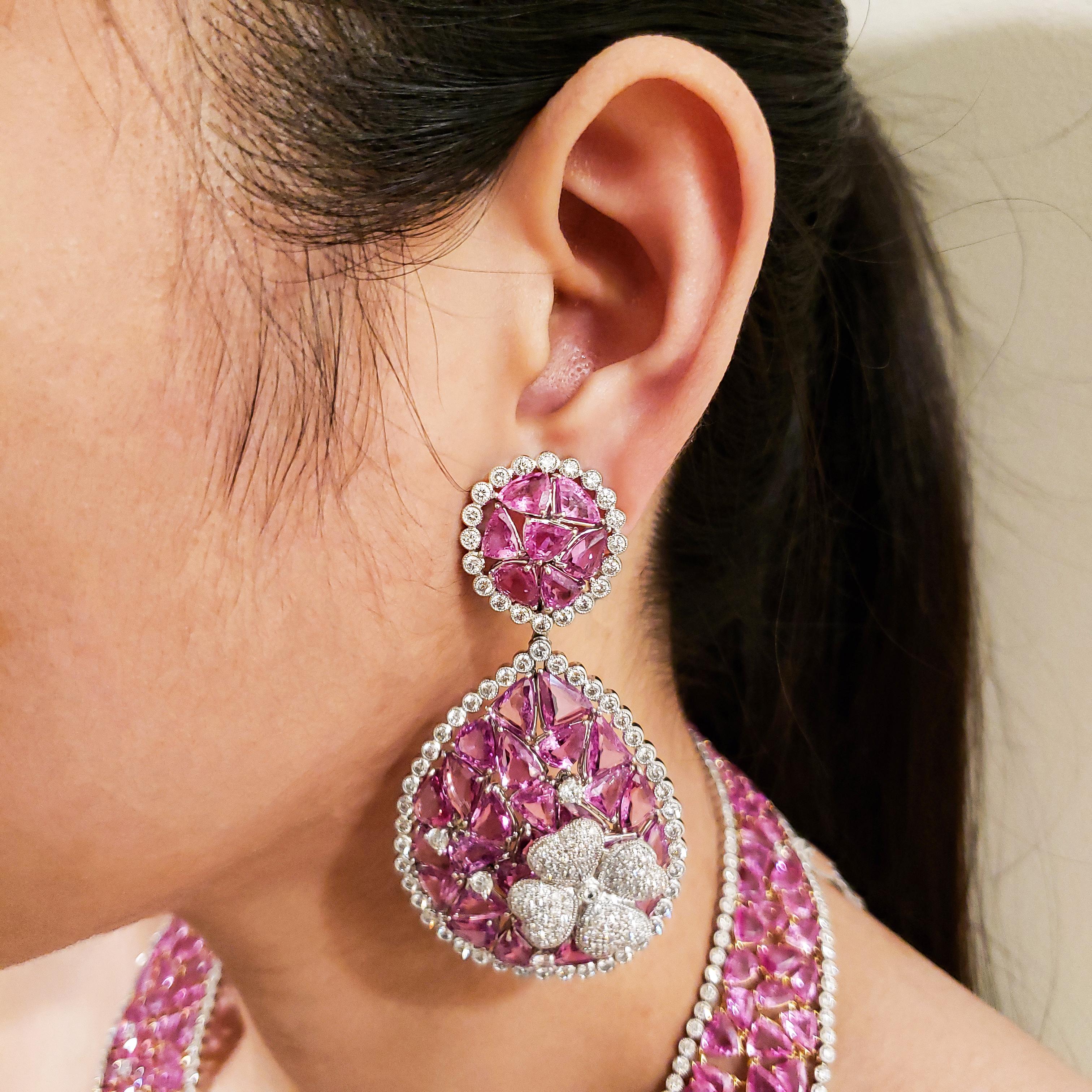 pink sapphire drop earrings