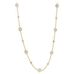 6.37 Carat Diamond Station Necklace in 18 Karat Yellow Gold