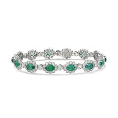6.37 Carat Emerald and Diamond Tennis Bracelet