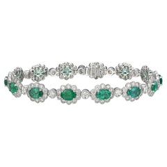 6.37 Carat Emerald and Diamond Tennis Bracelet