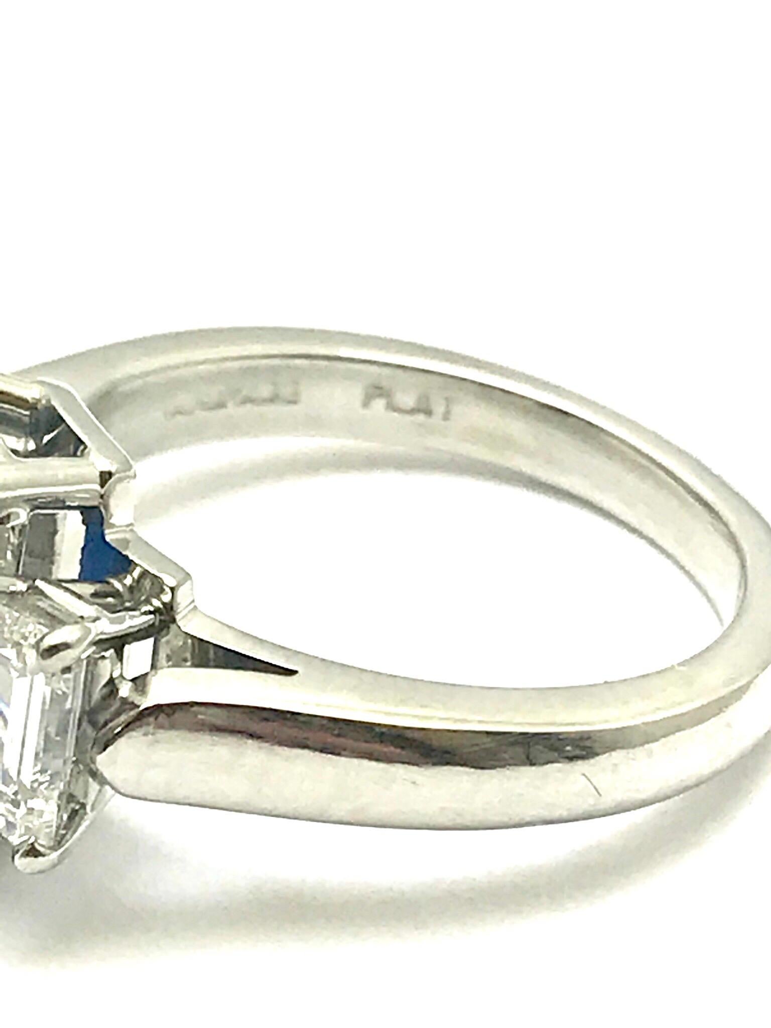 6.51 Carat Emerald Cut Natural Sapphire and Diamond Platinum Ring 2