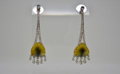 6.37 Carat Natural Yellow Slice Diamond Earrings in 18 Karat Gold