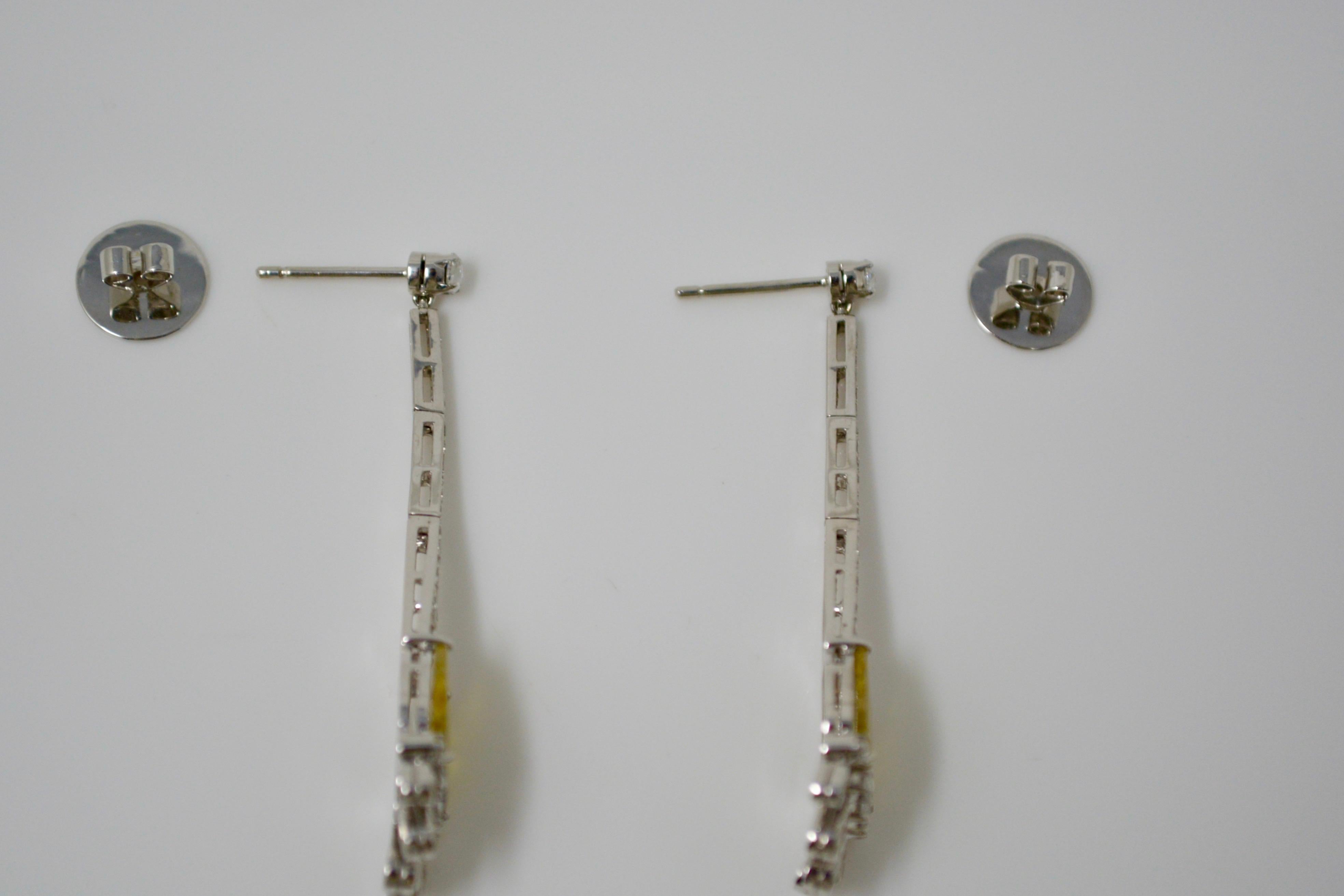 Contemporary 6.37 Carat Natural Yellow Slice Diamond Earrings in 18 Karat Gold For Sale