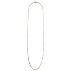 6.37 Carat Round Brilliant Cut Diamond Tennis Necklace 14 Karat White Gold 21''