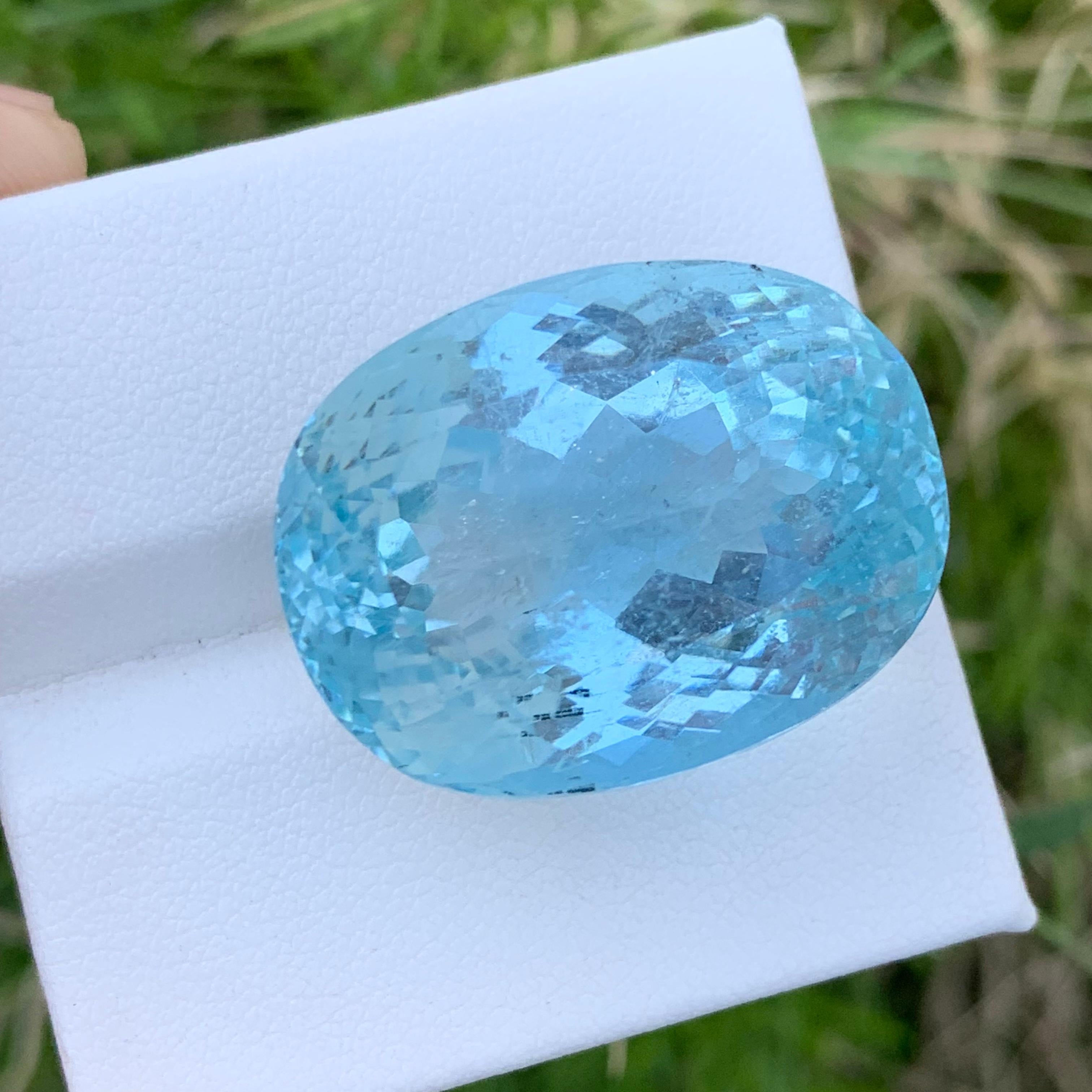 63.70 Carats Huge Natural Seafoam Blue Aquamarine Loose Gemstone March Birthday For Sale 3