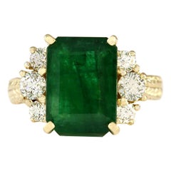 Emerald Diamond Ring In 14 Karat Yellow Gold 