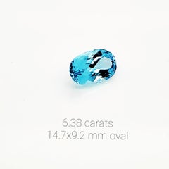 6.38 Carat Intense Blue Oval Aquamarine Natural Gemstone