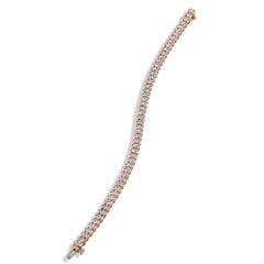 6.38 Carat Semi-Bezel Diamond Rose Gold Tennis Bracelet Handmade