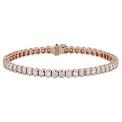 Tennisarmband aus Roségold mit 6,38 Karat Semi-Lünette und Diamanten, handgefertigt