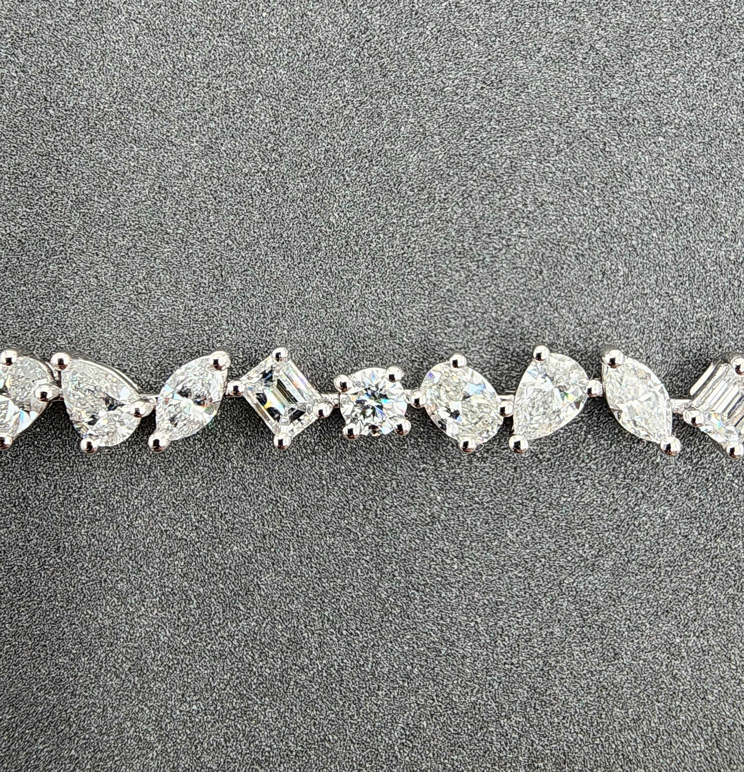 Pulsera Tenis Diamantes Forma Mixta 6.38 ct Corte mixto en venta