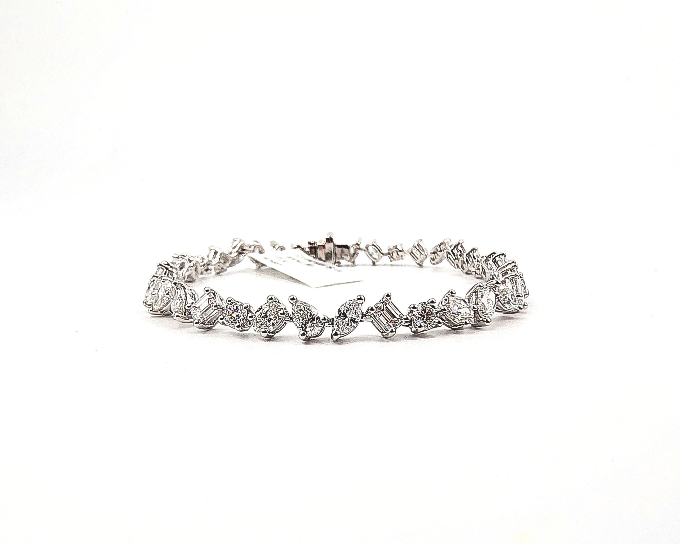 Pulsera Tenis Diamantes Forma Mixta 6.38 ct en venta 2