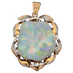 63.80ct Opal and Diamond Gold and Platinum Statement Pendant