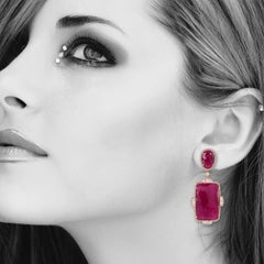 Meghna Jewels Pendientes de oro de 14 quilates con diamante rubí de 63,84 quilates