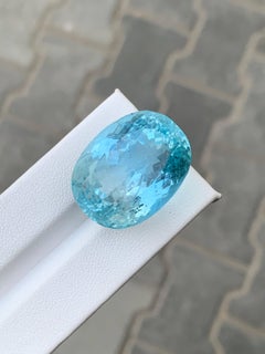 63.85 Carat Natural Loose Blue Aquamarine Stone Oval Cut African Gemstone