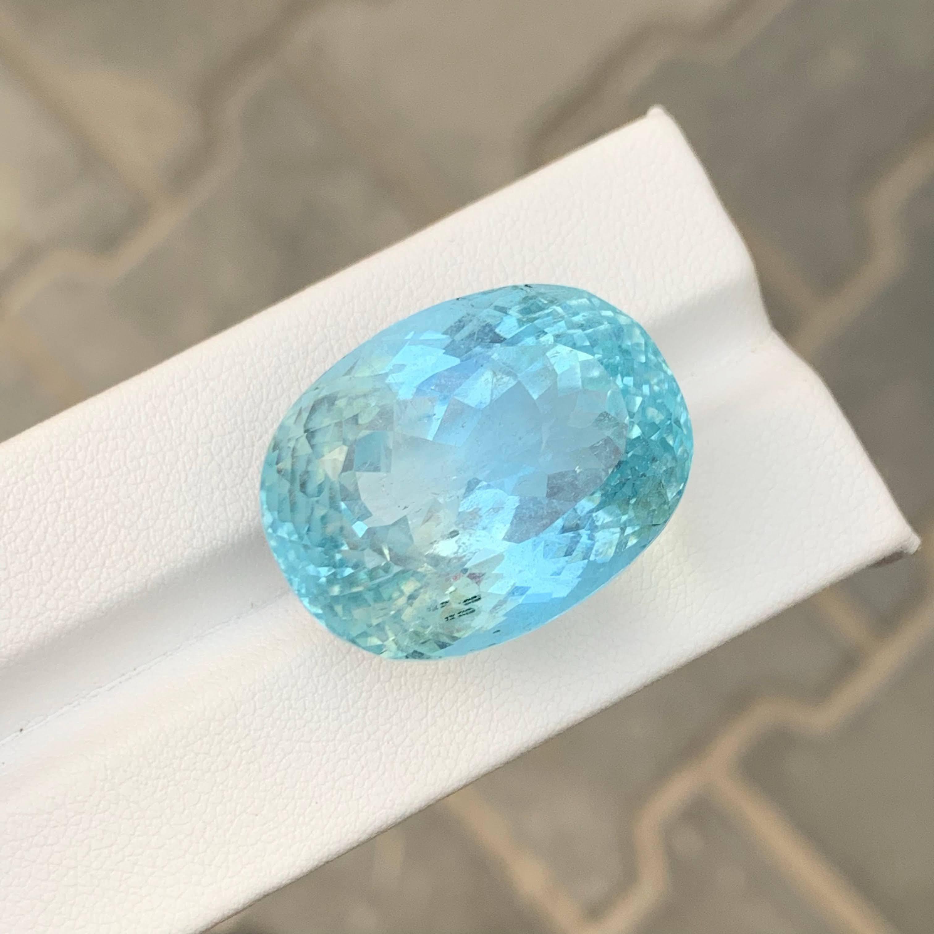 63,85 Karat Natürlicher loser blauer Aquamarin Stein Ovalschliff Afrikanischer Edelstein im Angebot 4