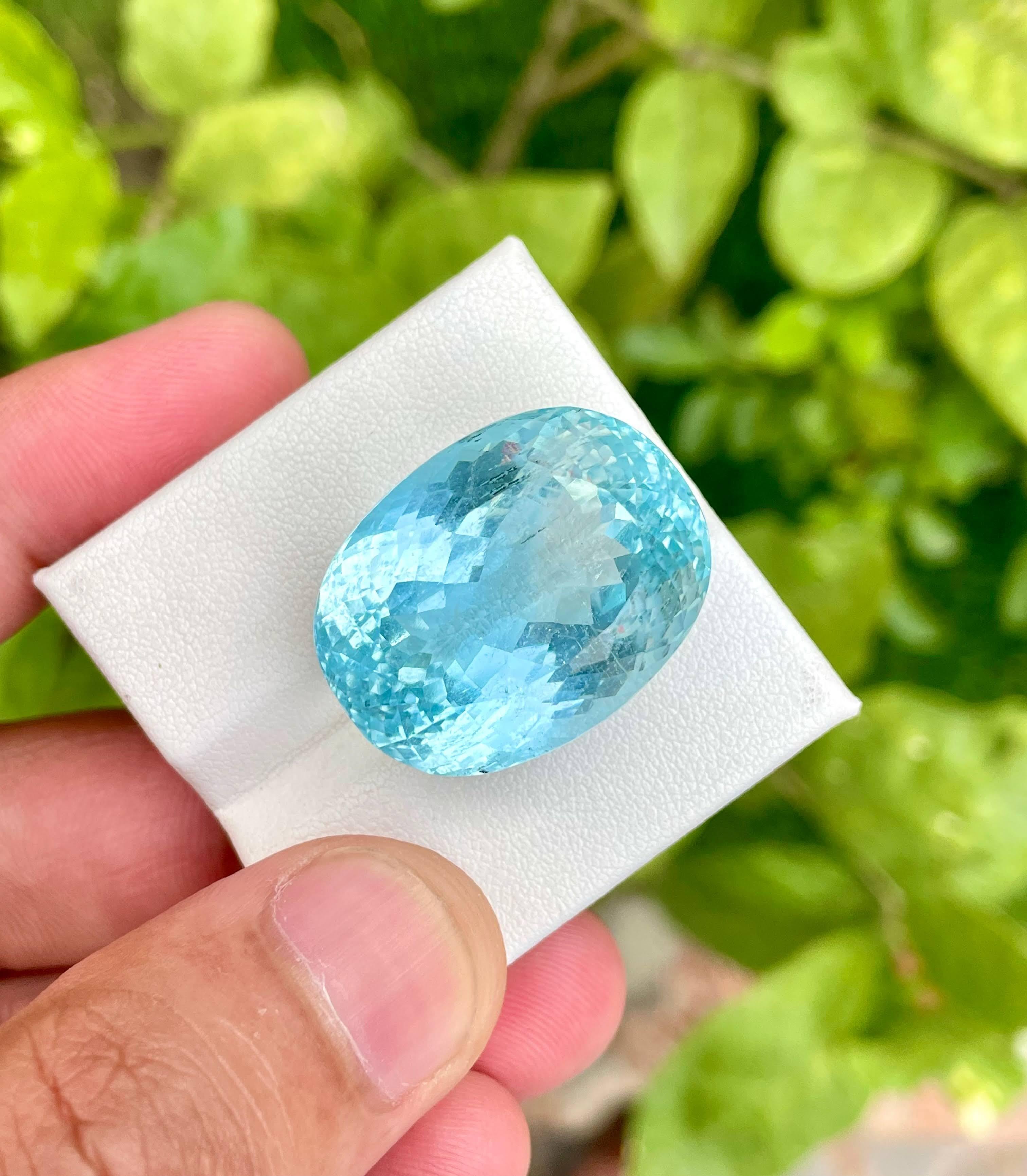 63,85 Quilates Azul Aguamarina Piedra Suelta Talla Ovalada Piedra Preciosa Africana Natural Moderno