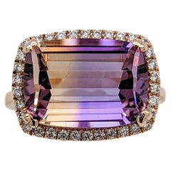 6,38 Karat Ametrine-Ring mit Steinmetz-Diamanten aus massivem 14 Karat Gold  Kissen 14x10mm