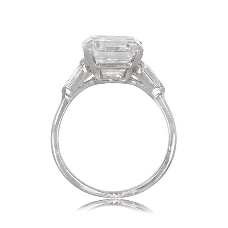 6.38ct Emerald Cut Diamond Engagement Ring, I Color, Platinum  In Excellent Condition For Sale In New York, NY