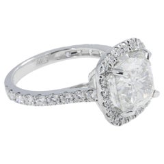 6.39 Carat Cushion Diamond Ring Brilliant White 18K White Gold Radiant Elegance
