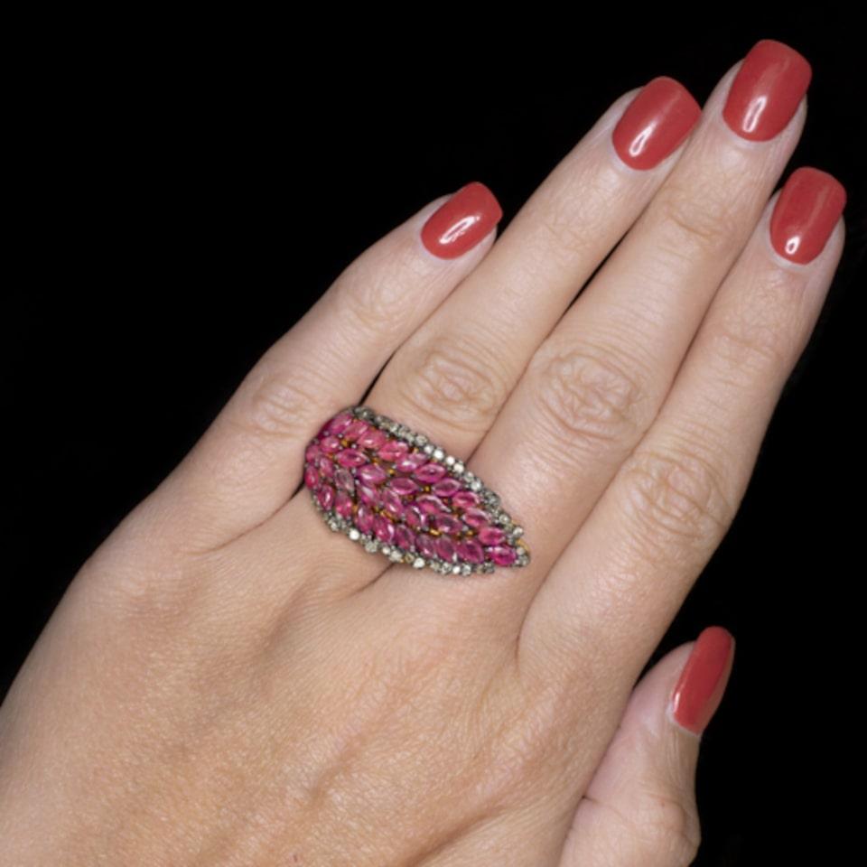 Modern 6.39 Carat Natural Ruby and Diamond Cocktail Ring