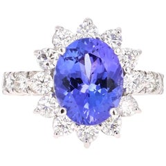 6.39 Carat Tanzanite Diamond Ballerina Cocktail Ring